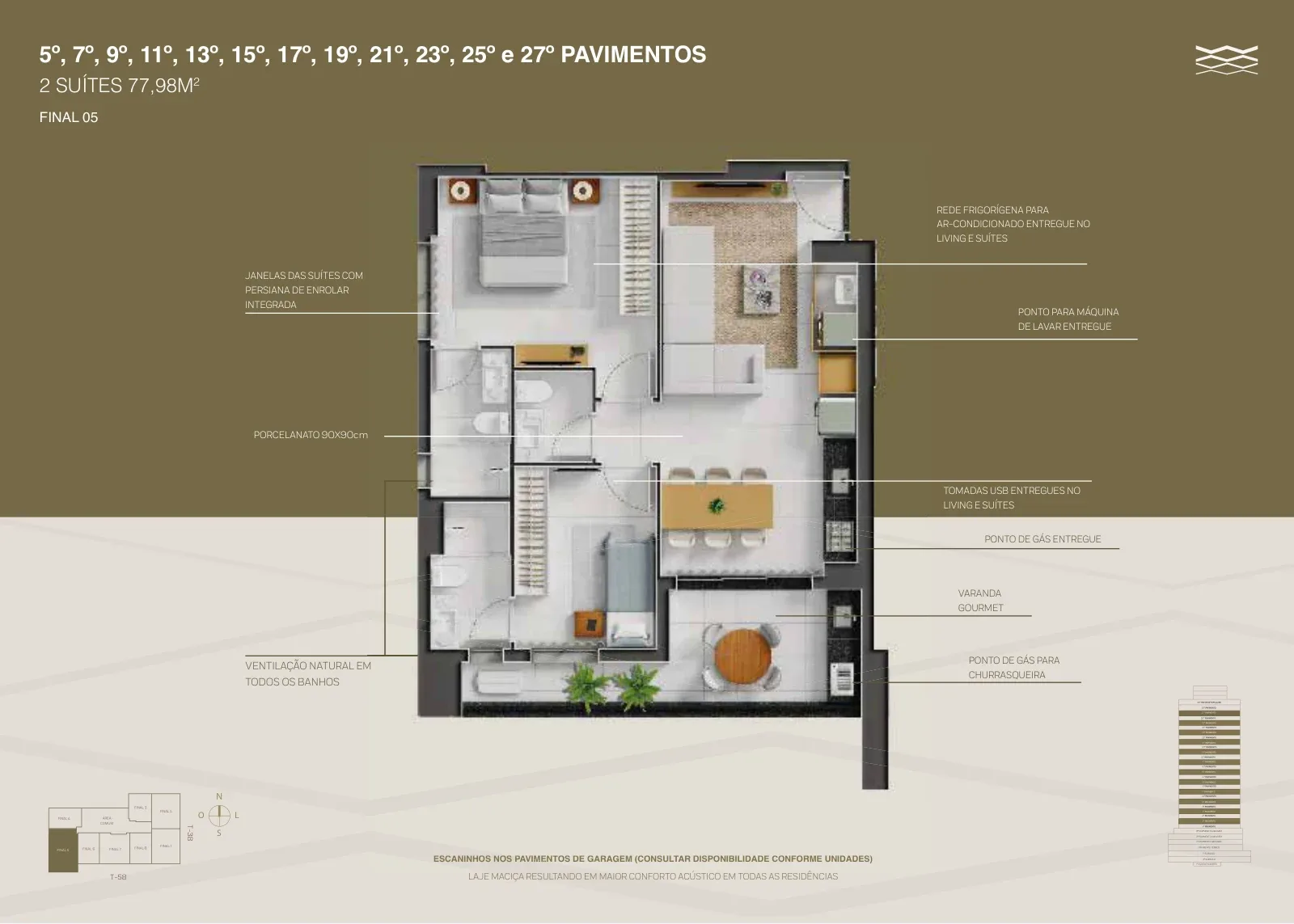 Planta ou imagem da tipologia Apartamento de 2 suítes com 77,98 m² à venda no City Way - Setor Bueno do City Way