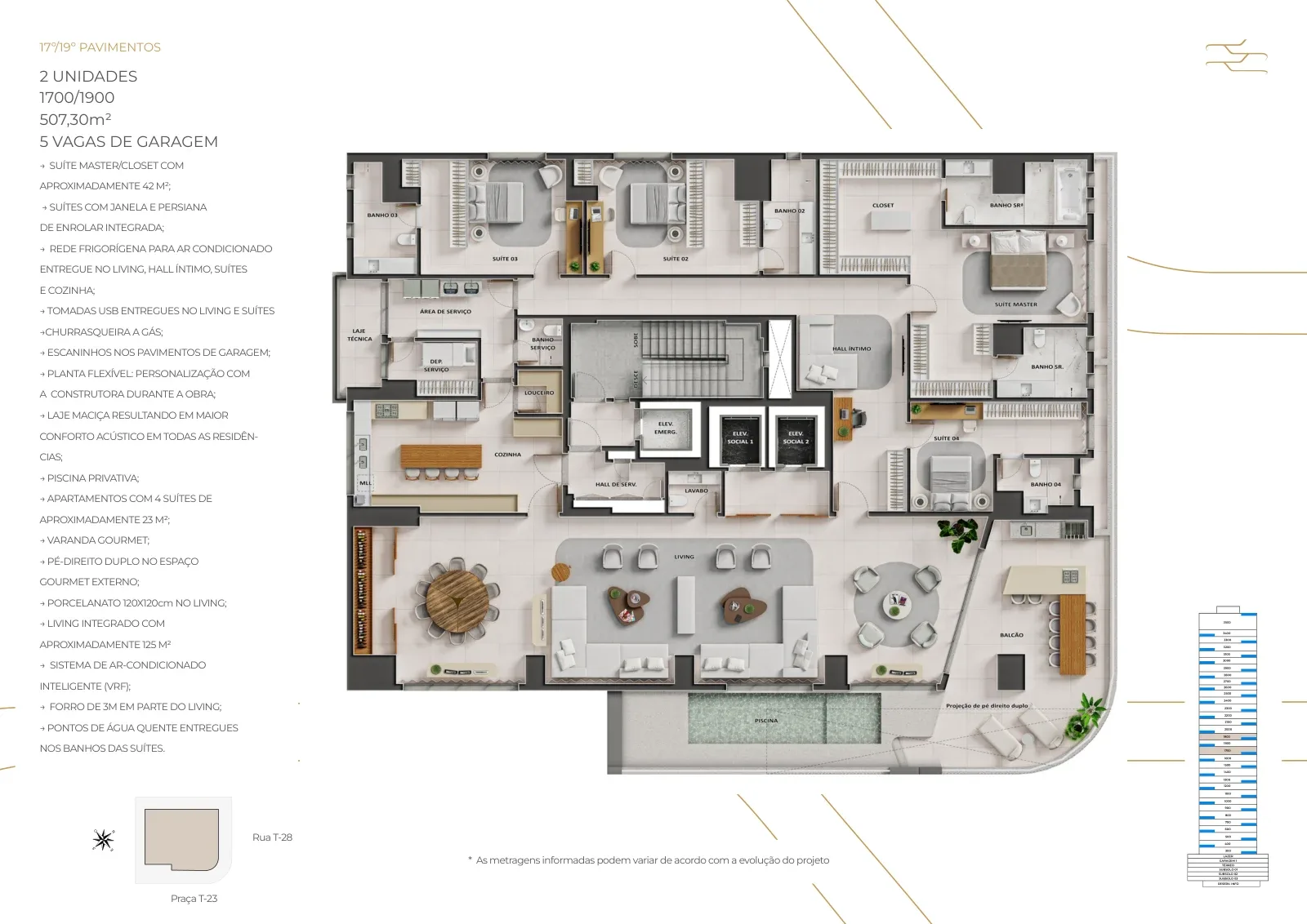 Planta ou imagem da tipologia Apartamento de 4 suítes com 507,3 m² à venda no City 23 by Pininfarina - Setor Bueno do City 23 by Pininfarina