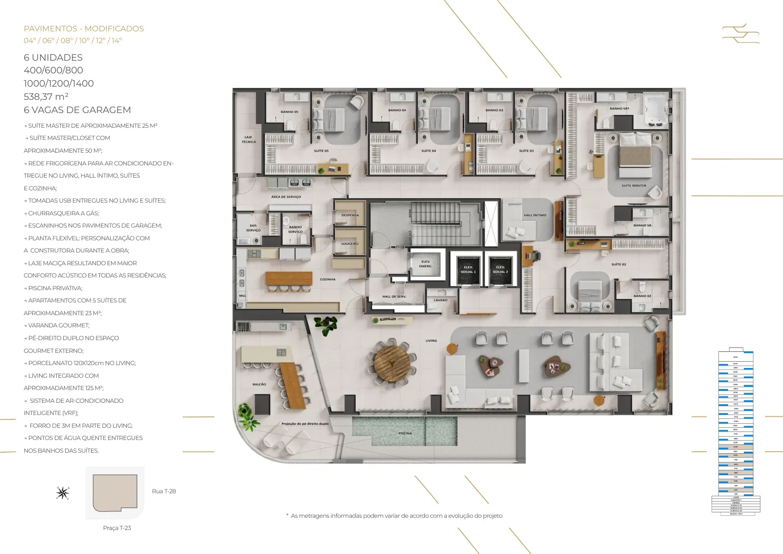 Planta ou imagem da tipologia Apartamento de 5 suítes com 538,37 m² à venda no City 23 by Pininfarina - Setor Bueno do City 23 by Pininfarina