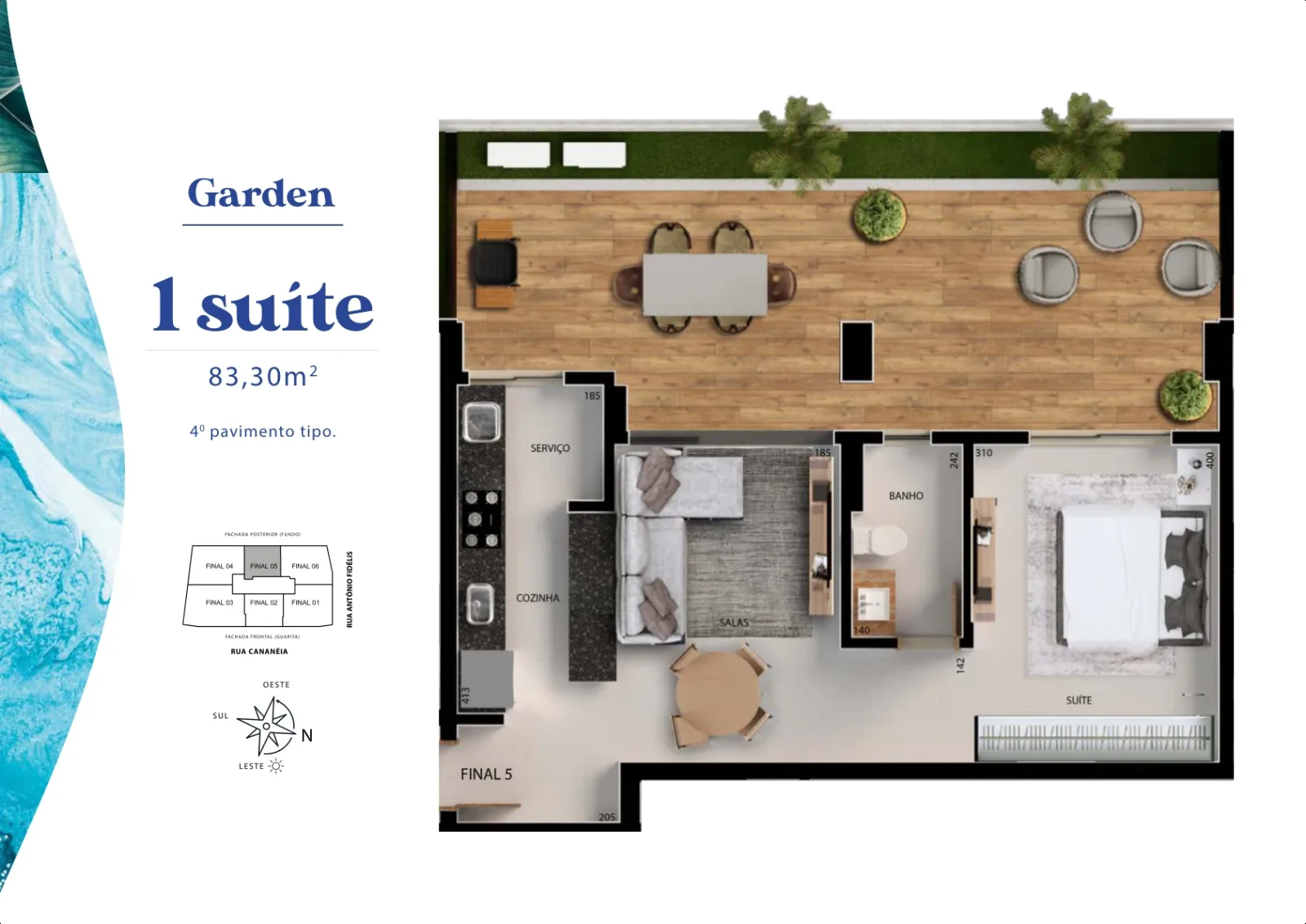 Apartamento Garden de 1 quarto com 83,3m² à venda no Lake House Residence - Parque Amazônia