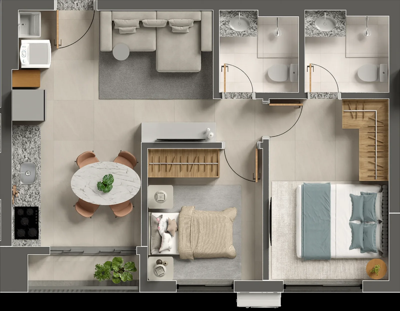 Apartamento de 1 suíte com 49,48m² à venda no Casamérica Parque Cascavel - Parque Amazônia