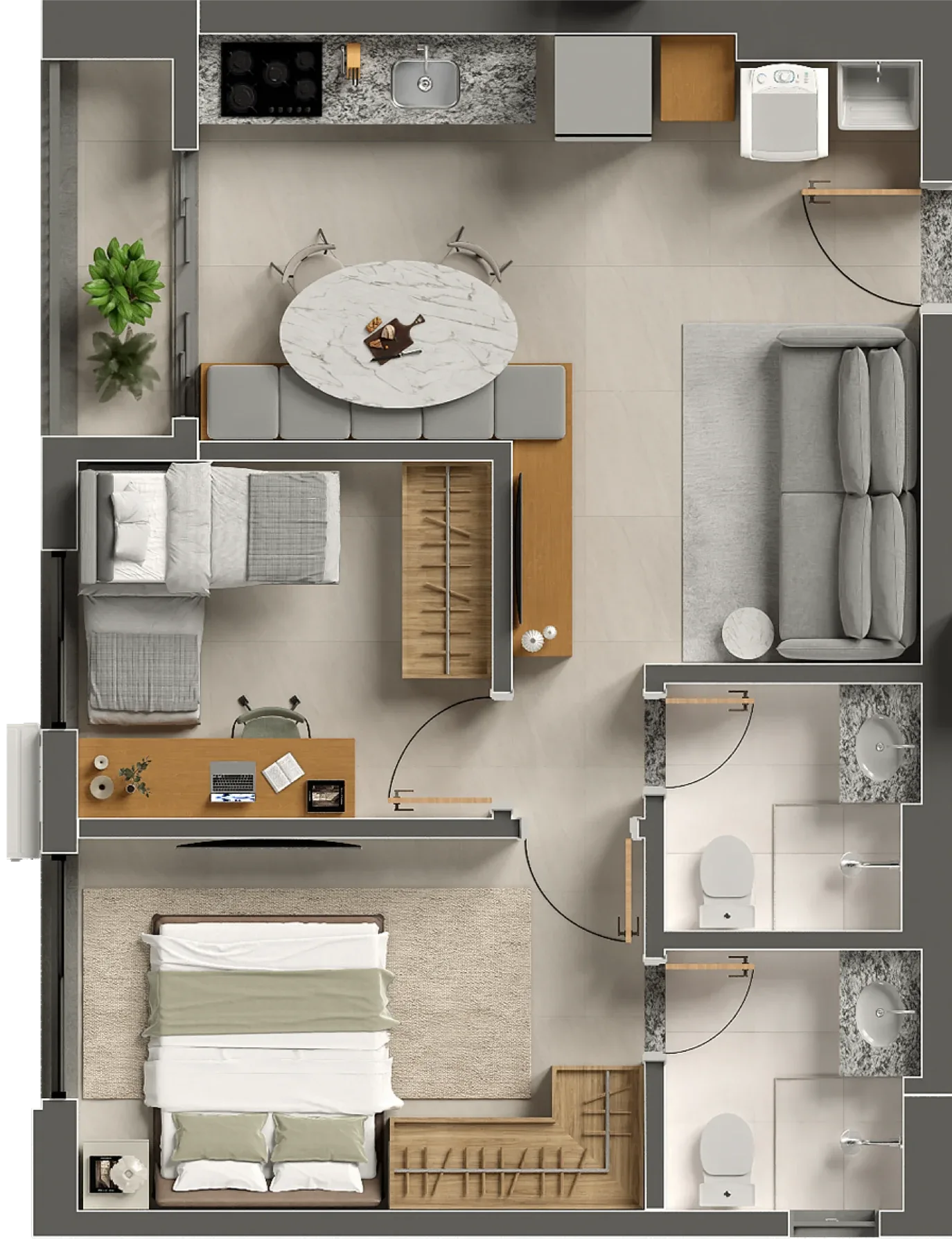 Planta ou imagem da tipologia Apartamento de 1 suíte com 49,95m² à venda no Casamérica Parque Cascavel - Parque Amazônia do Casamérica Parque Cascavel