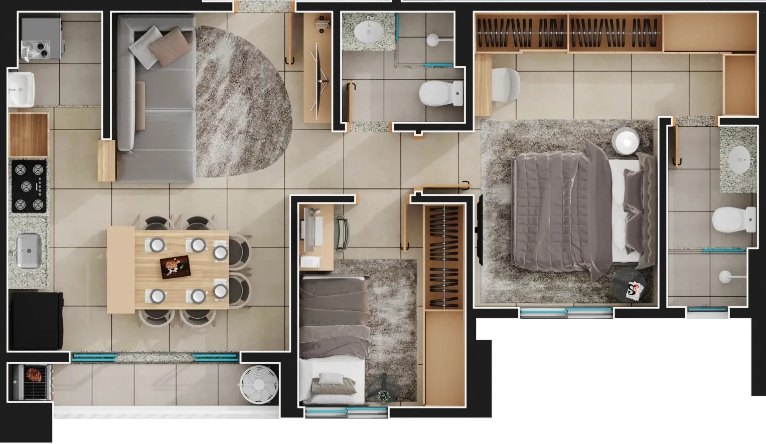Apartamento de 1 suíte com 61,14m² à venda no Vistamérica - Jardim América
