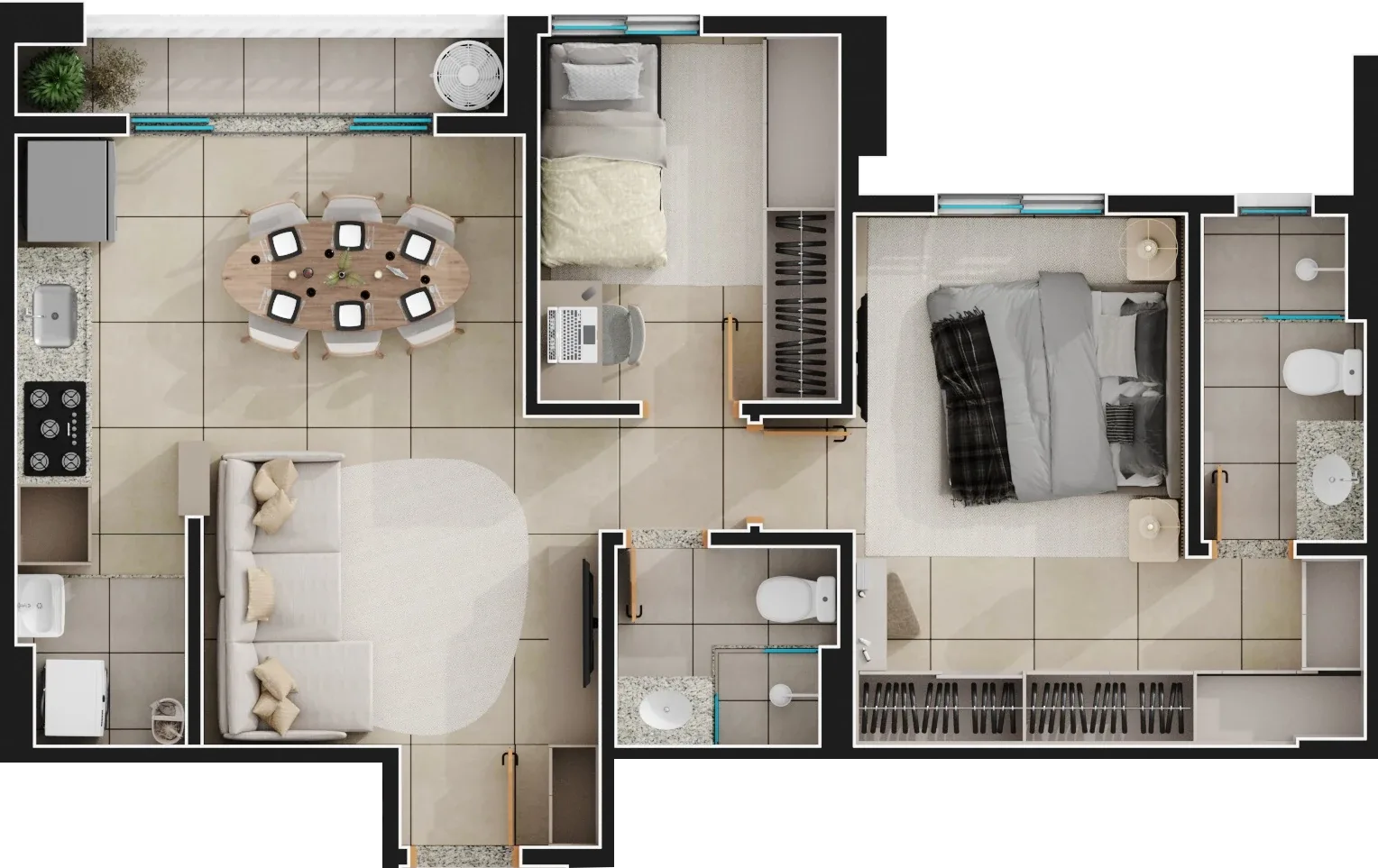 Apartamento de 1 suíte com 63,27m² à venda no Vistamérica - Jardim América