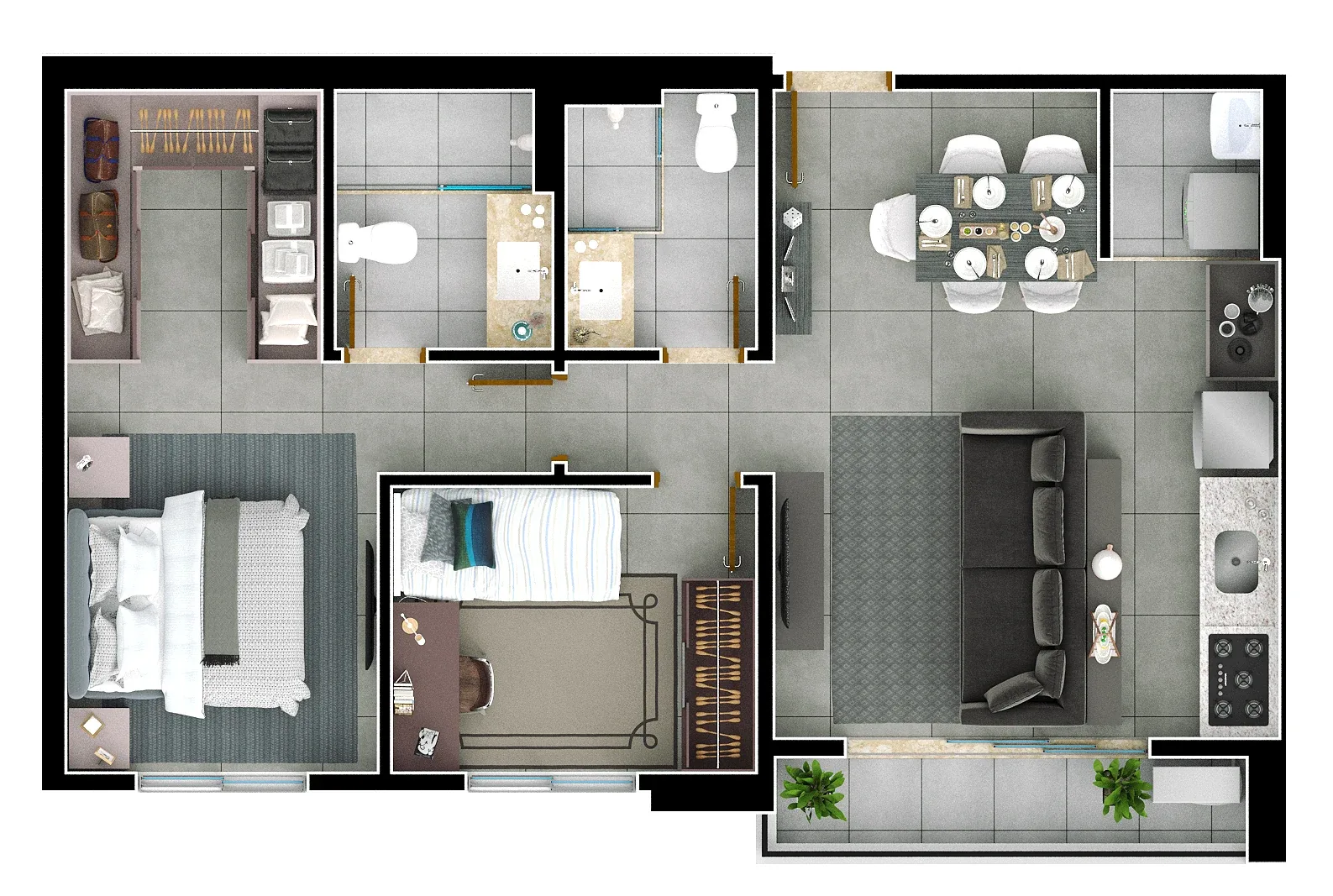 Planta ou imagem da tipologia Apartamento de 1 suíte com 64,21m² à venda no Ilumi Bueno - Setor Bueno do Ilumi Bueno