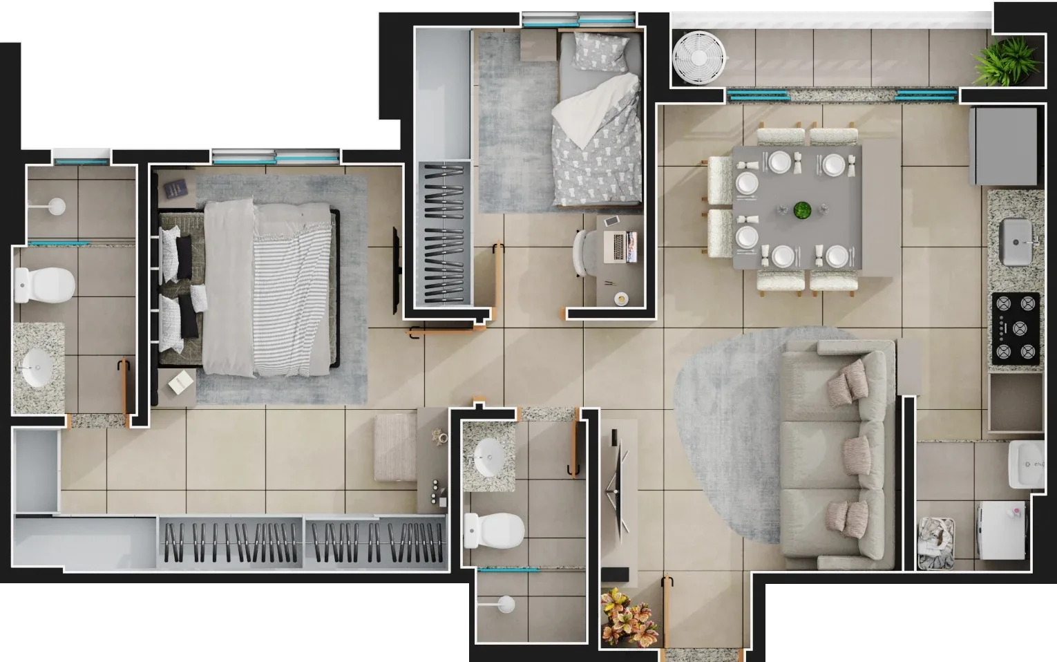 Apartamento de 1 suíte com 64,25m² à venda no Vistamérica - Jardim América