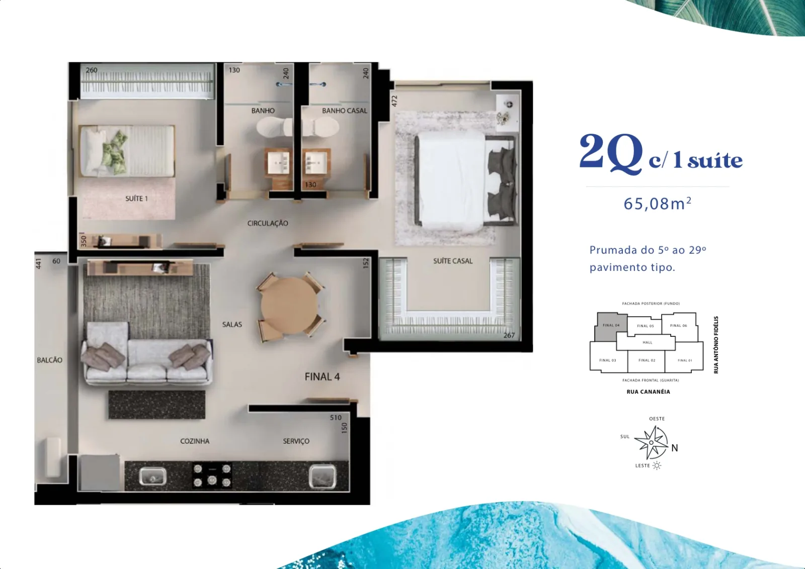 Apartamento de 1 suíte com 65,08m² à venda no Lake House Residence - Parque Amazônia