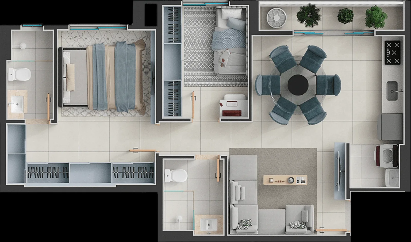 Apartamento de 1 suíte com 65,61m² à venda no Solo Vaca Brava - Nova Suíça