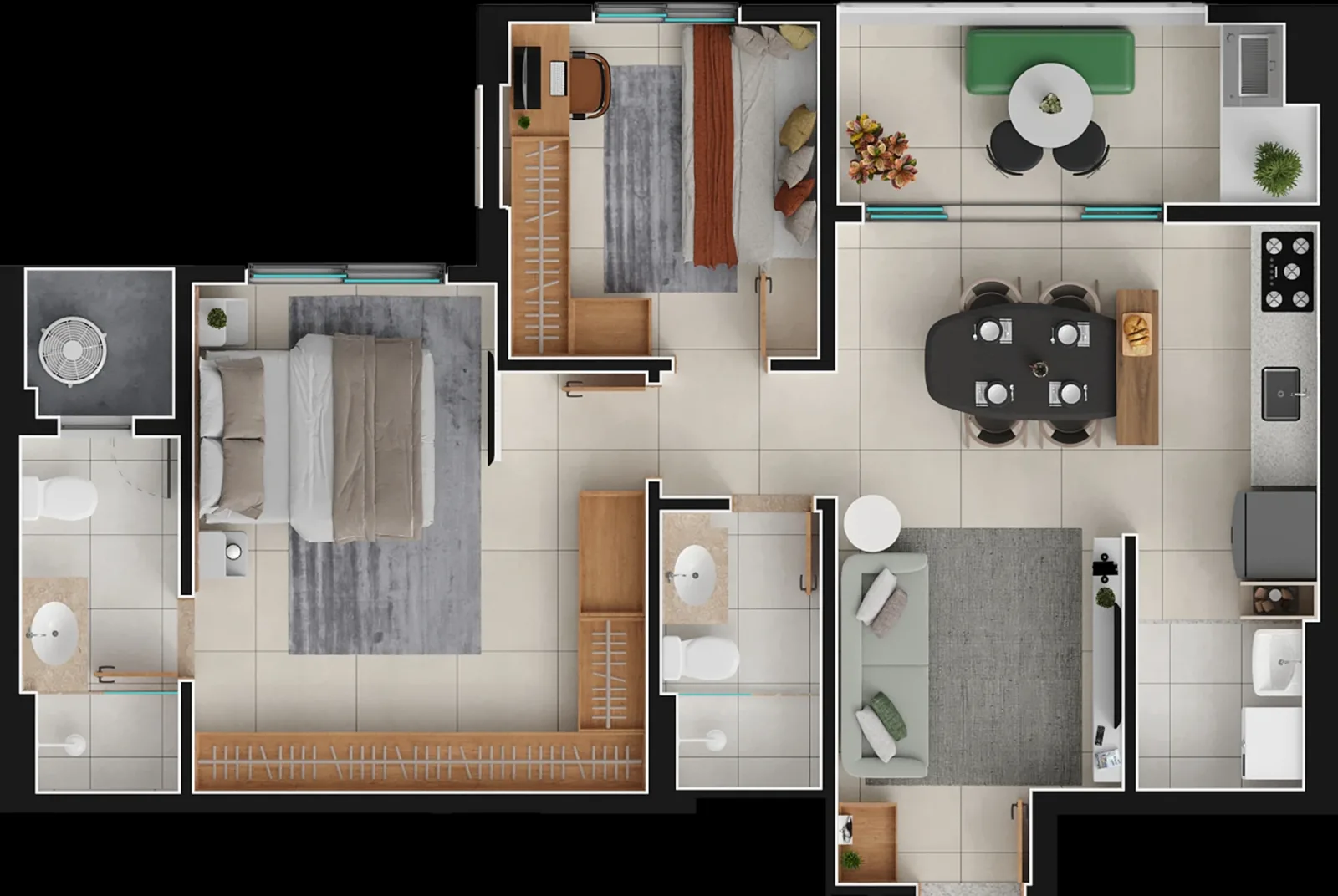 Apartamento de 1 suíte com 66,9m² à venda no Varandas Flamboyant - Alto da Glória