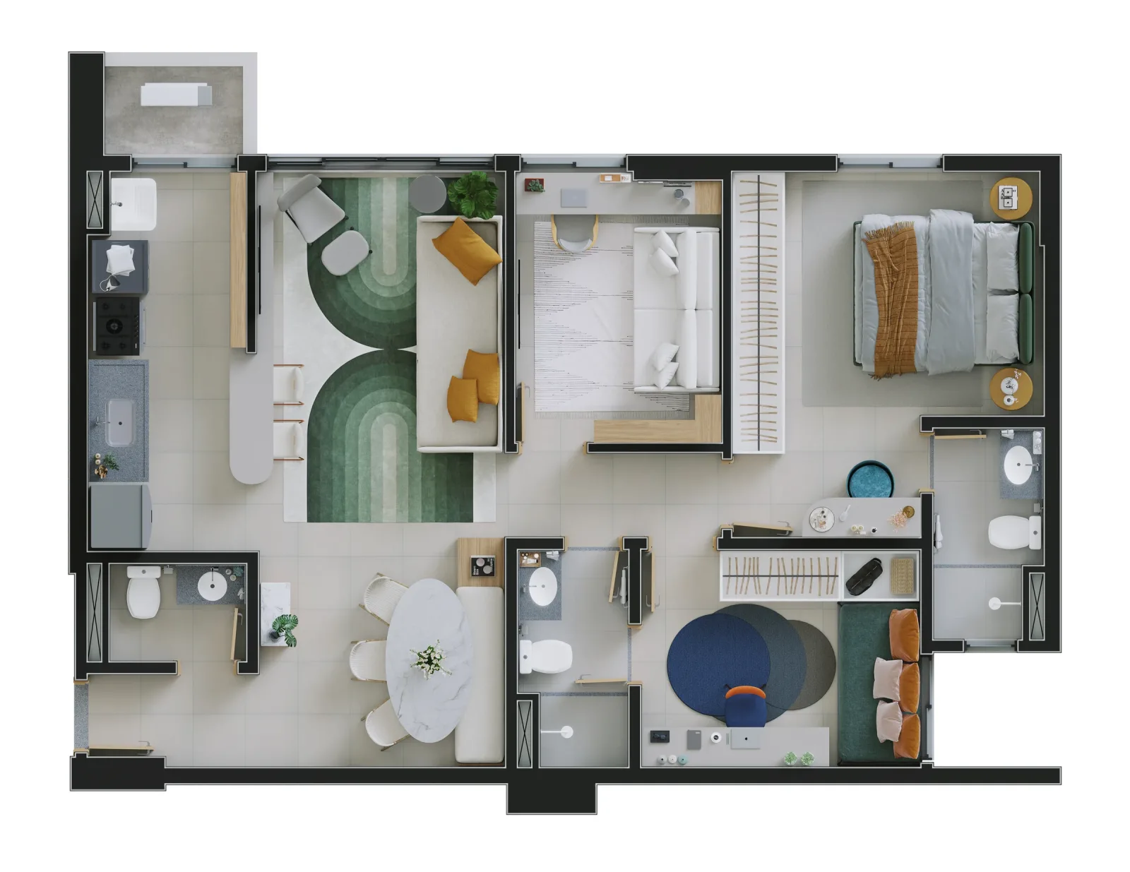 Planta ou imagem da tipologia Apartamento de 1 suíte com 79,45 m² à venda no Ludovic Apartments - Setor Central do Ludovic Apartments