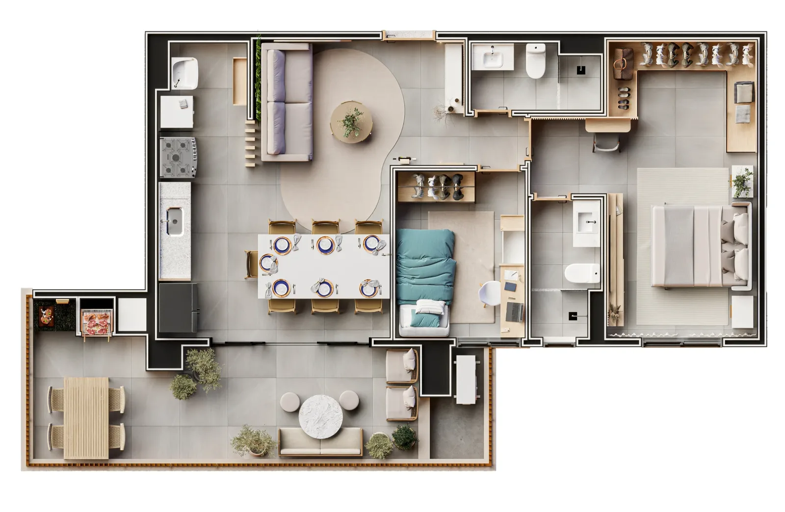 Planta ou imagem da tipologia Penthouse de 1 suíte com 89,96 m² à venda no Invite Marista Apartments - Setor Marista do Invite Marista Apartments