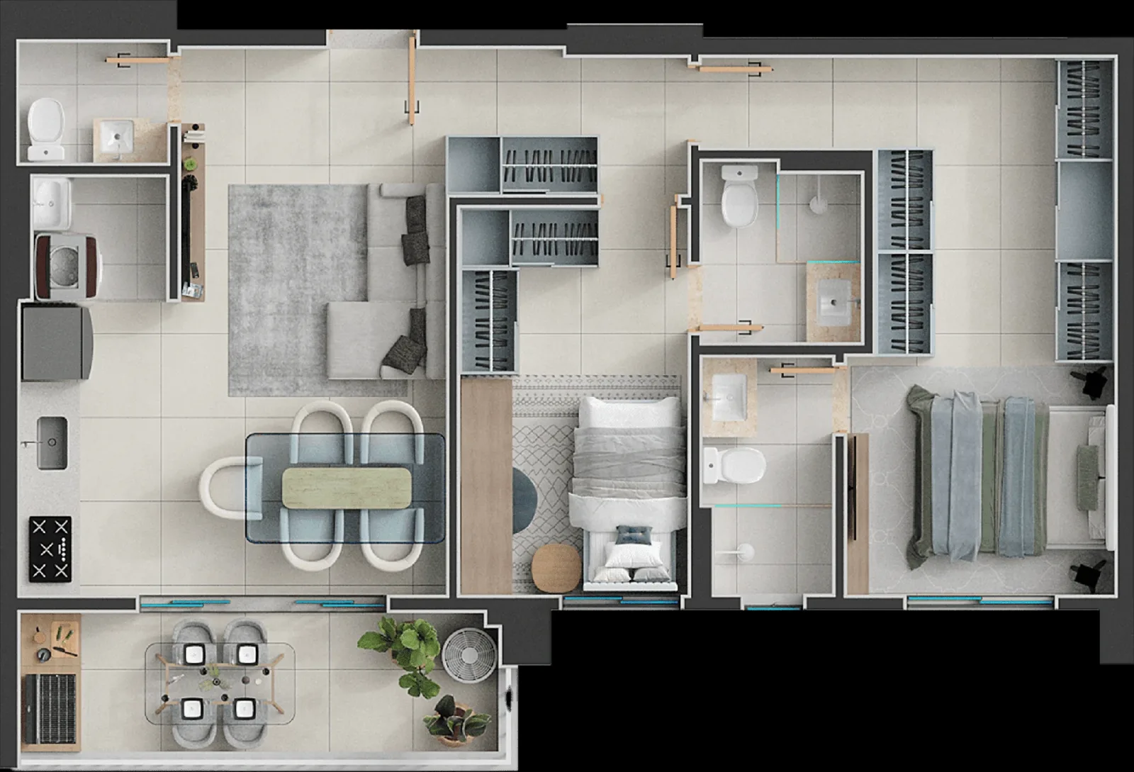 Apartamento de 2 suítes com 74,66m² à venda no Solo Vaca Brava - Nova Suíça