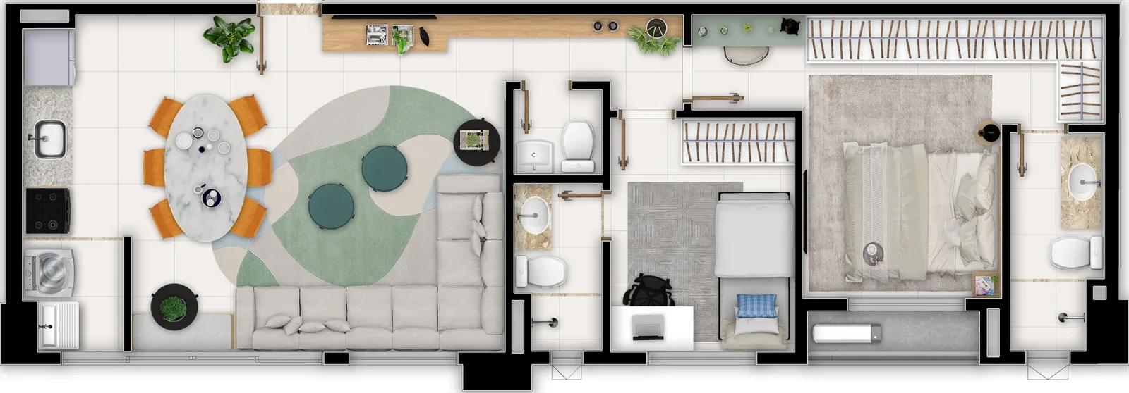 Apartamento de 2 suítes com 75,29 m² à venda no Blume Apartments - Serrinha