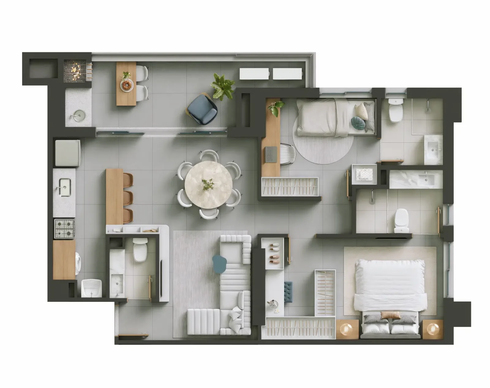 Apartamento de 2 suítes com 77,16m² à venda no Hello Vision Residence - Setor Aeroporto