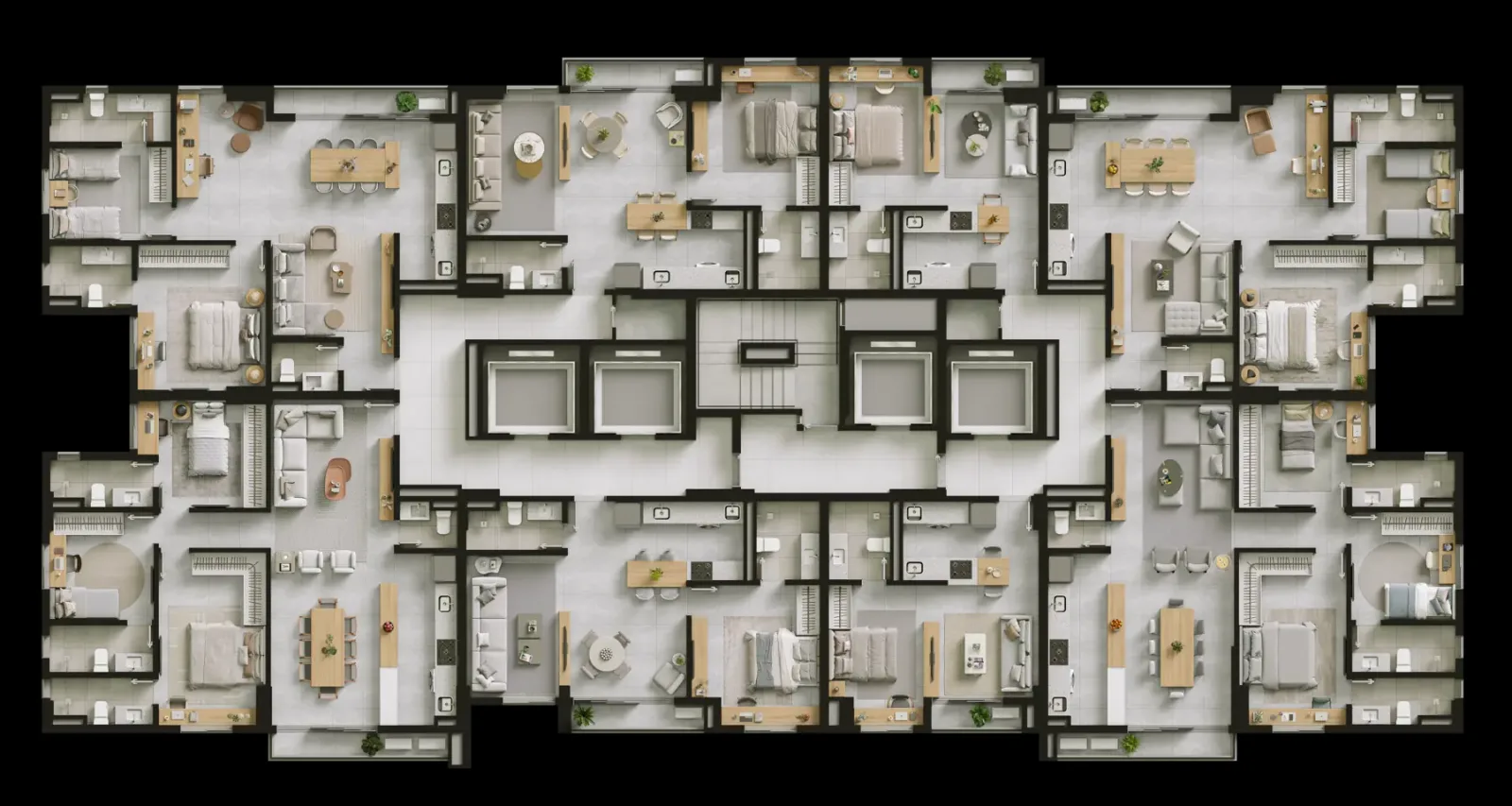 Planta ou imagem da tipologia Apartamento de 2 suítes com 85,64 a 88,87m² à venda no Hello Viver Universitário - Setor Leste Universitário do Hello Viver Universitário
