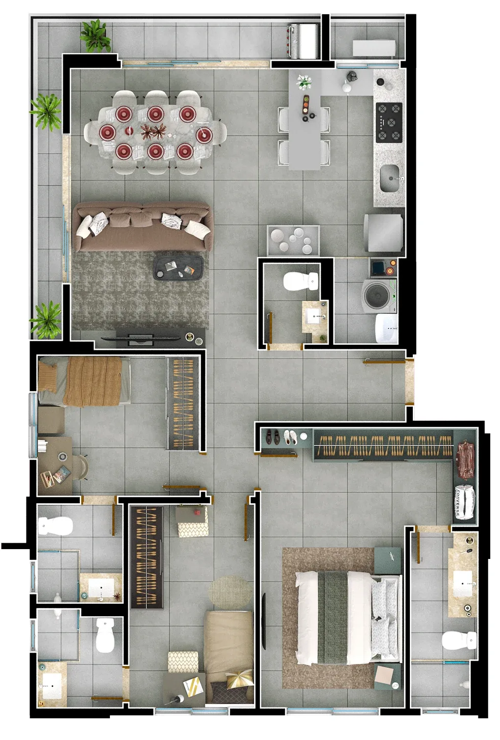 Planta ou imagem da tipologia Apartamento de 3 suítes com 103,71m² à venda no Ilumi Bueno - Setor Bueno do Ilumi Bueno