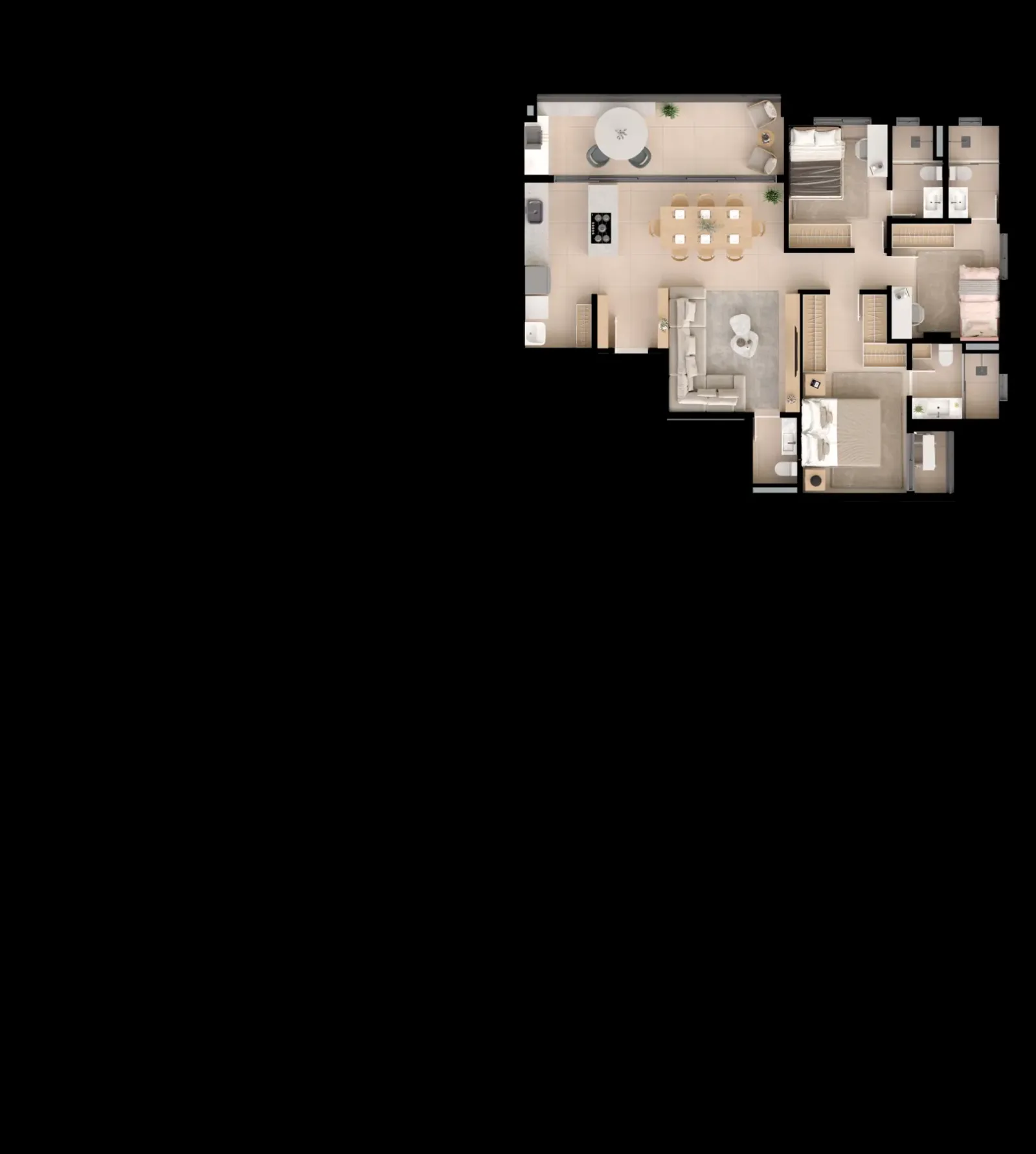 Apartamento de 3 suítes com 108,75 a 117,73m² à venda no Naturia Viver Parque Flamboyant - Jardim Goiás