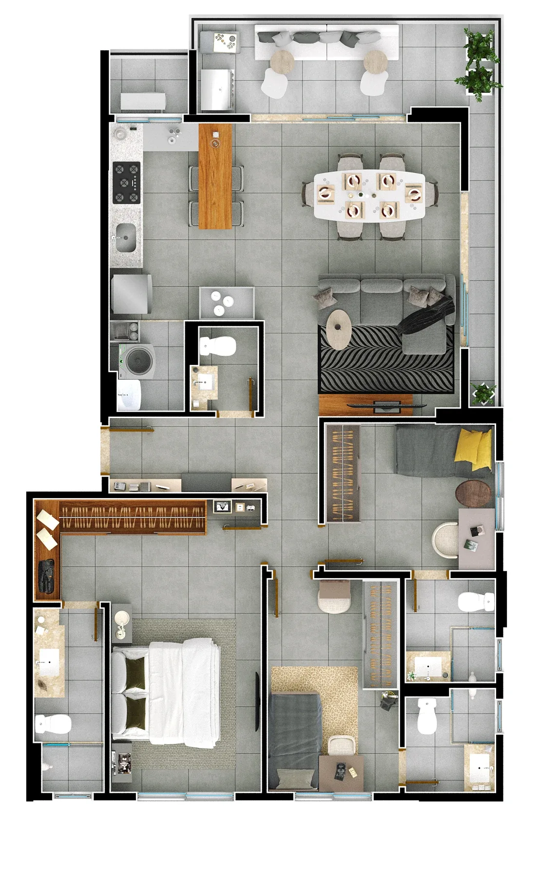 Planta ou imagem da tipologia Apartamento de 3 suítes com 109,46m² à venda no Ilumi Bueno - Setor Bueno do Ilumi Bueno