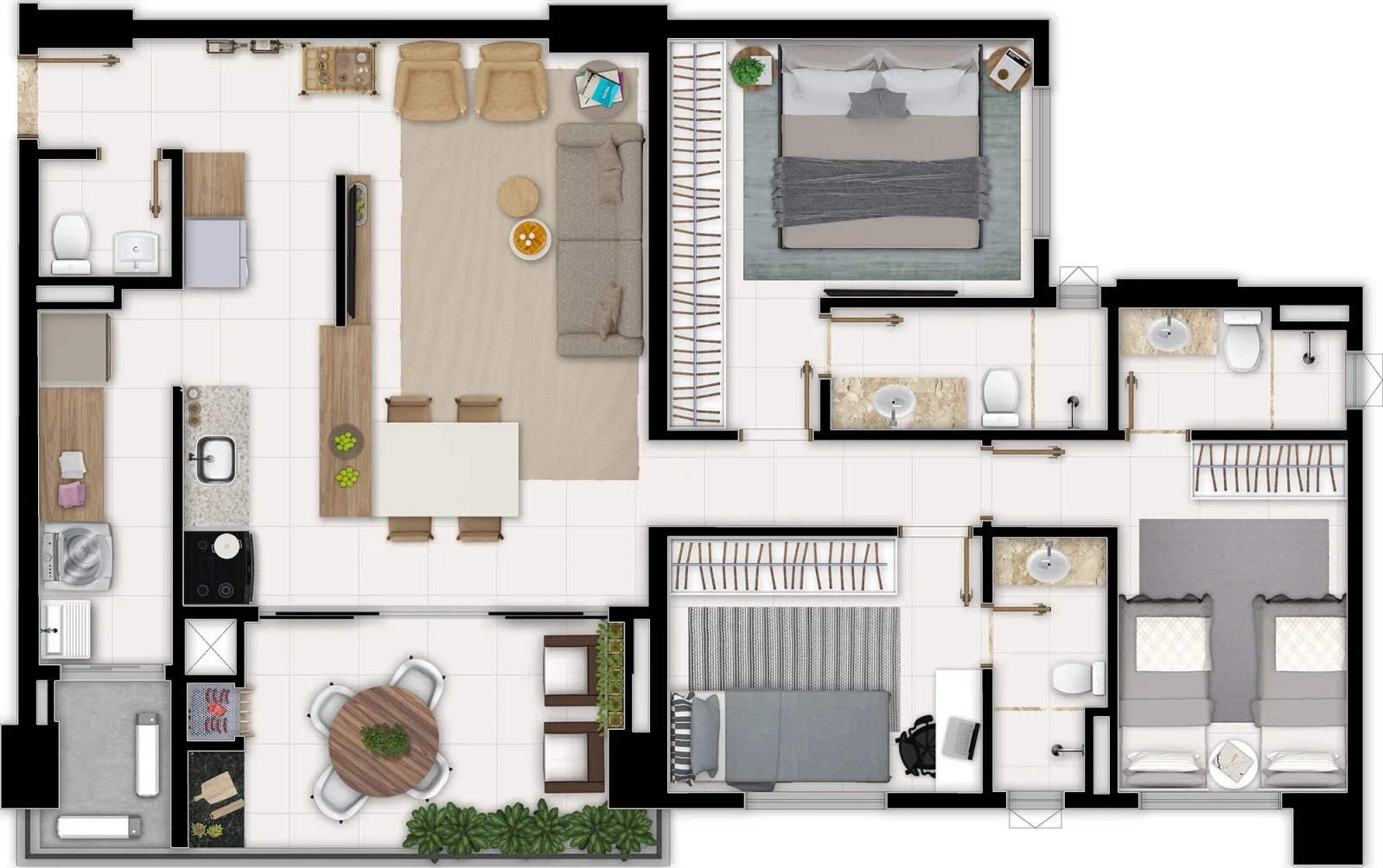 Apartamento de 3 suítes com 112,77 m² à venda no Blume Apartments - Serrinha