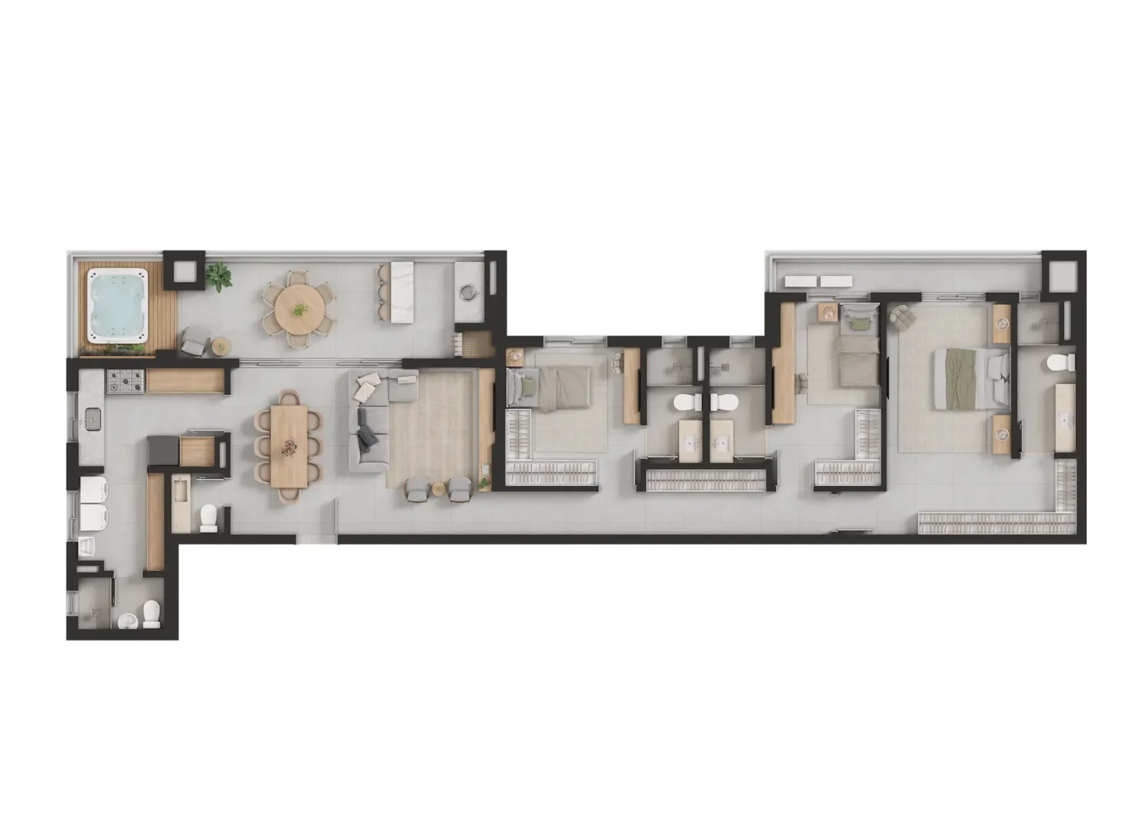 Apartamento garden de 3 suítes com 153,66m² à venda no Trip World Home - Nova Suíça