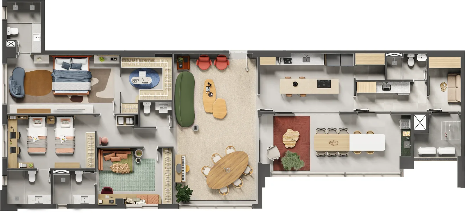 Planta ou imagem da tipologia Penthouse de 3 suítes com 192,23 m² à venda no Kairós - Setor Marista do Kairós