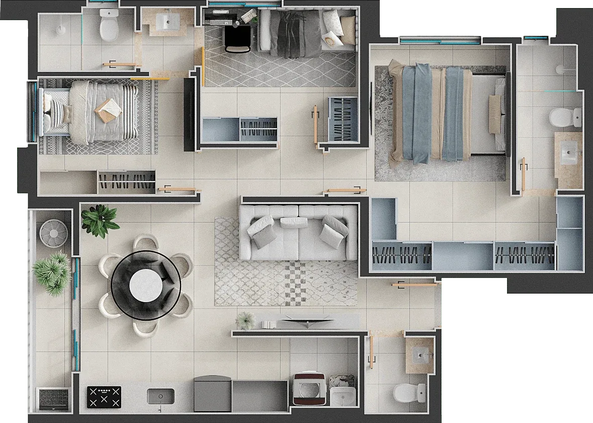 Apartamento de 3 suítes com 80,49m² à venda no Solo Vaca Brava - Nova Suíça