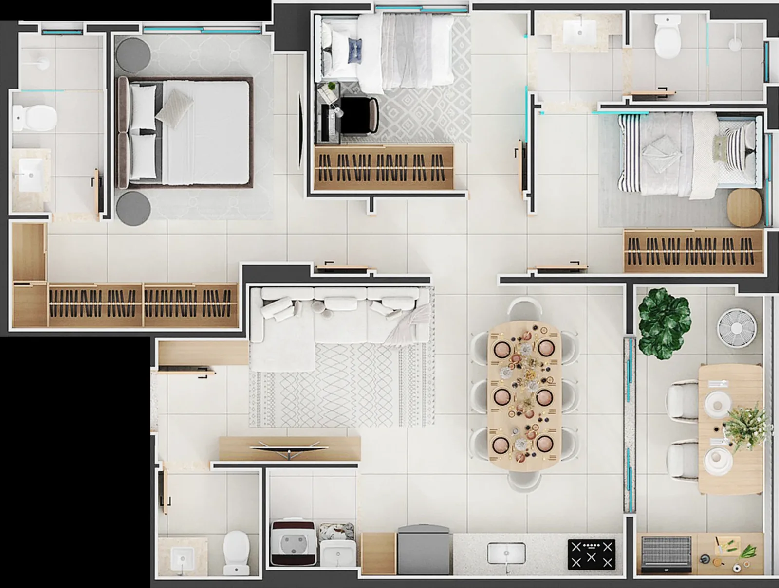 Planta ou imagem da tipologia Apartamento de 3 suítes com 82,7m² à venda no Verde Maris - Setor Marista do Verde Maris