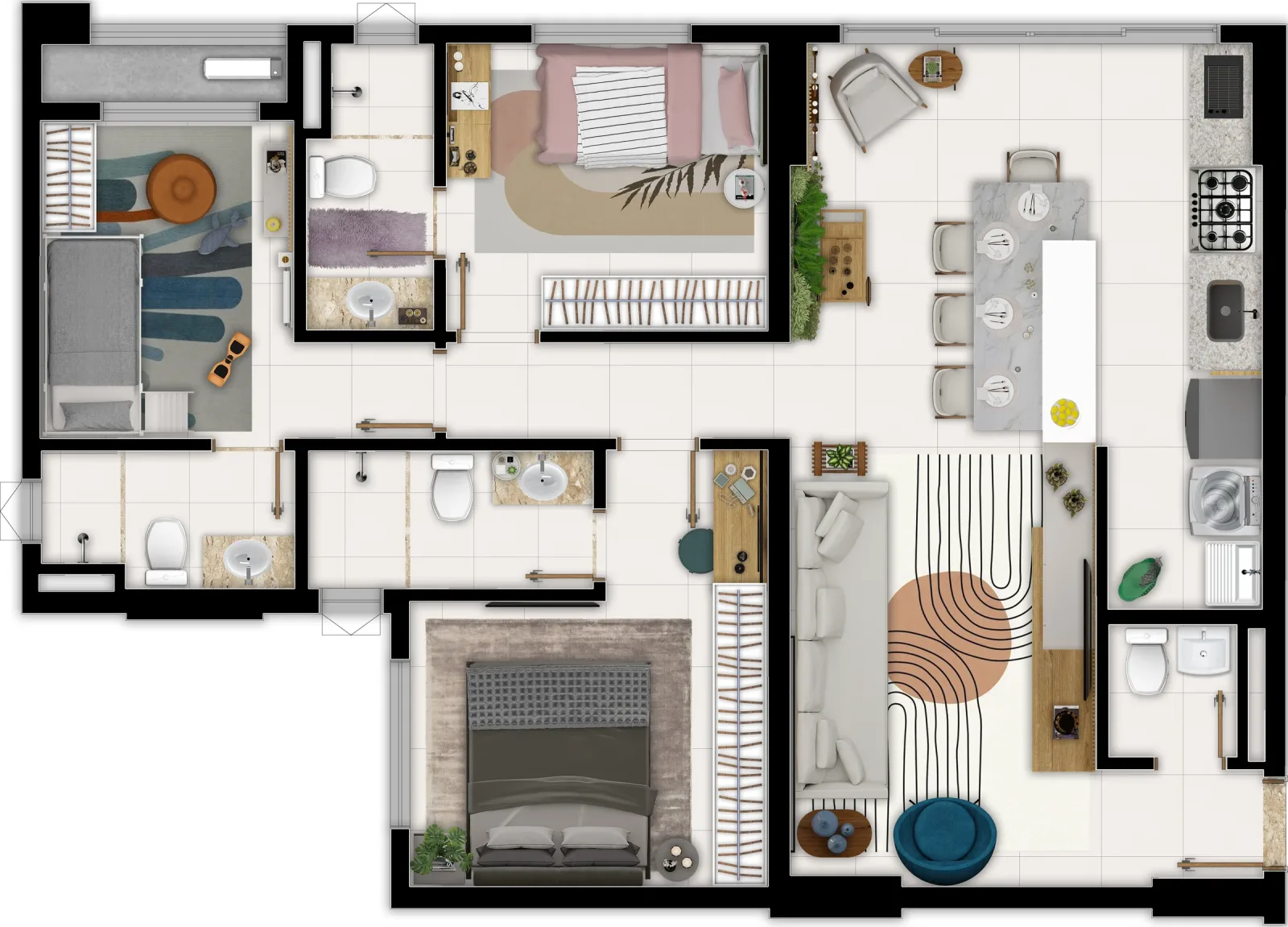 Apartamento de 3 suítes com 89,51 m² à venda no Blume Apartments - Serrinha