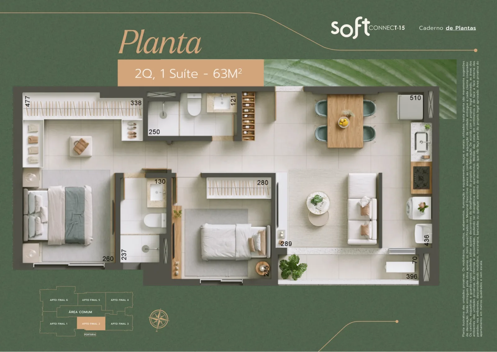 Apartamento de 2 quartos com 1 suíte com 63,3m² à venda no Soft Connect 15 - Parque Amazônia