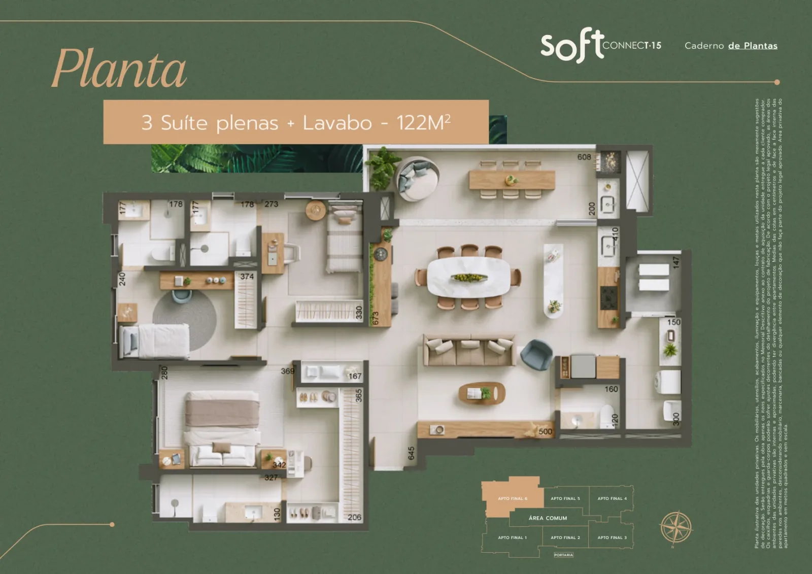 Apartamento de 3 suítes plenas com 122,19m² à venda no Soft Connect 15 - Parque Amazônia