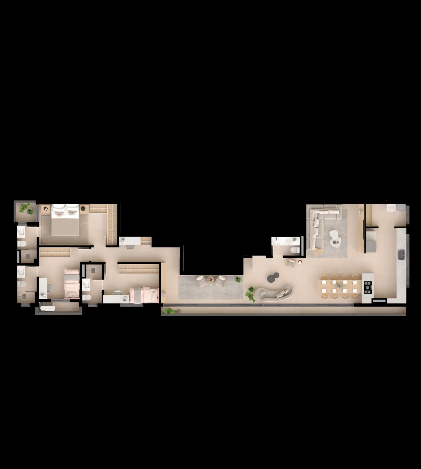 Apartamento panorâmico de 3 suítes com 149,43 a 158,1m² à venda no Naturia Viver Parque Flamboyant - Jardim Goiás