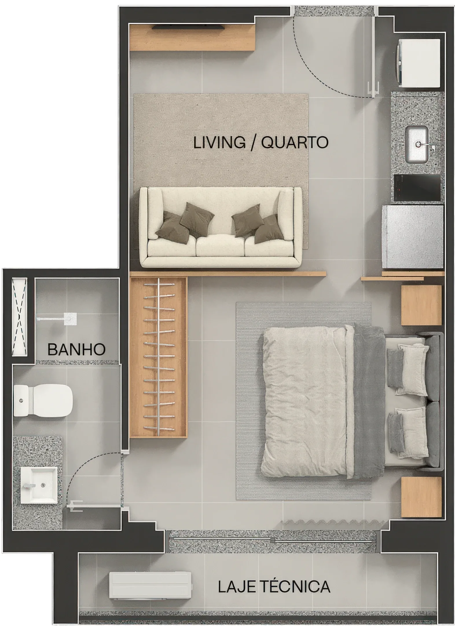 Planta ou imagem da tipologia Studio de 29,41 m² à venda no City Code Areião - Setor Marista do City Code Areião