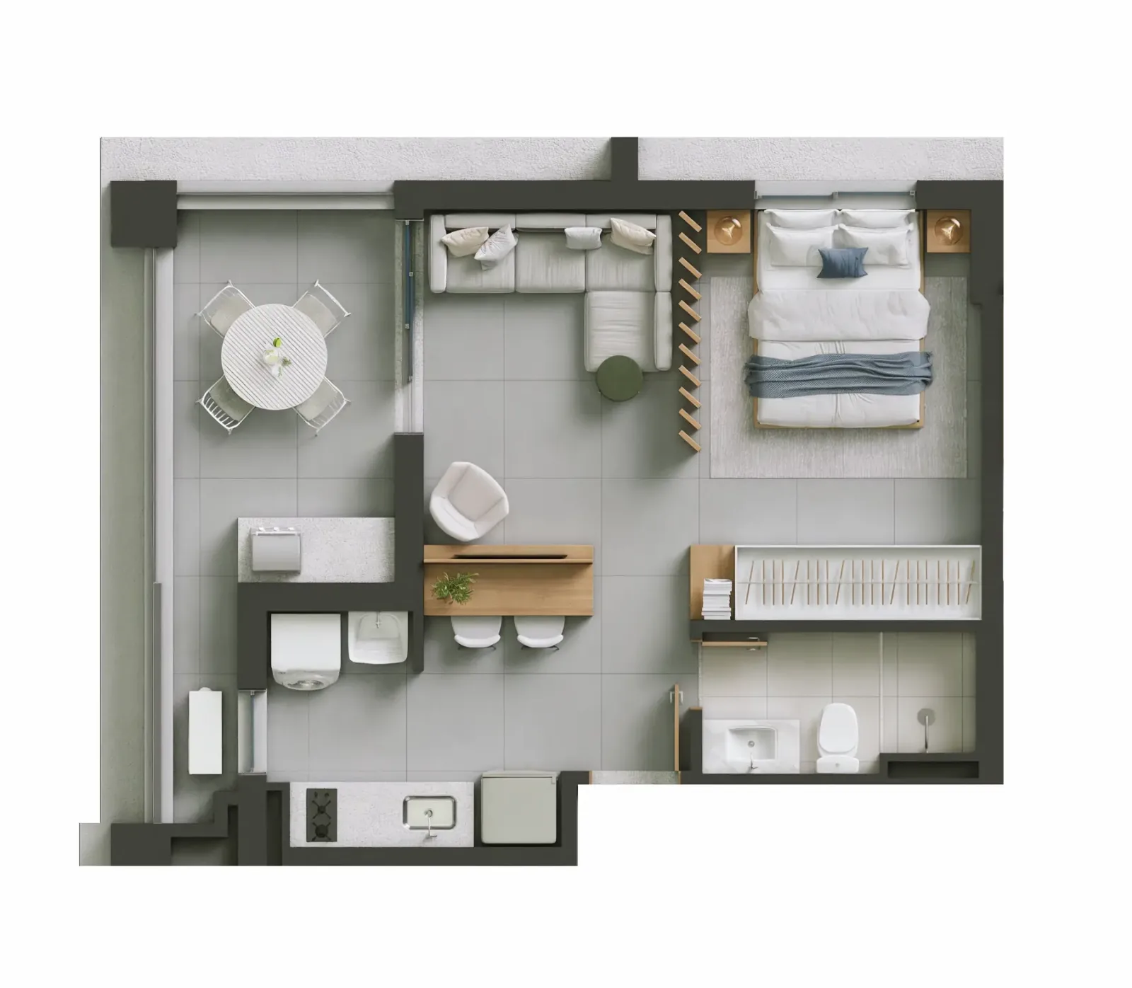 Studio com 45,02 a 46,12m² à venda no Hello Vision Residence - Setor Aeroporto