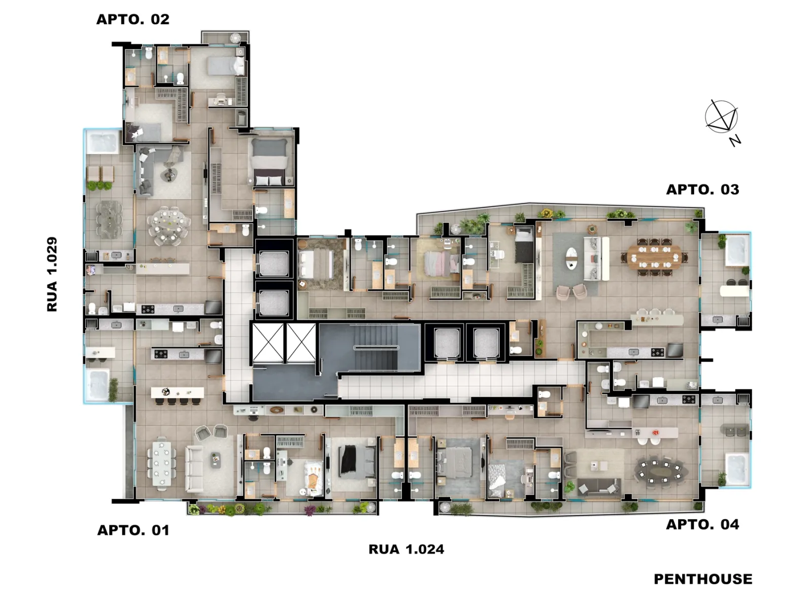 Planta ou imagem da tipologia Cobertura de 3 suítes com 179,76m² à venda no Viverde Areião - Setor Pedro Ludovico do Viverde Areião